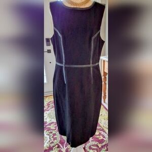 Trina Turk Black faux leather Trimmed Pencil Dress size 12/14